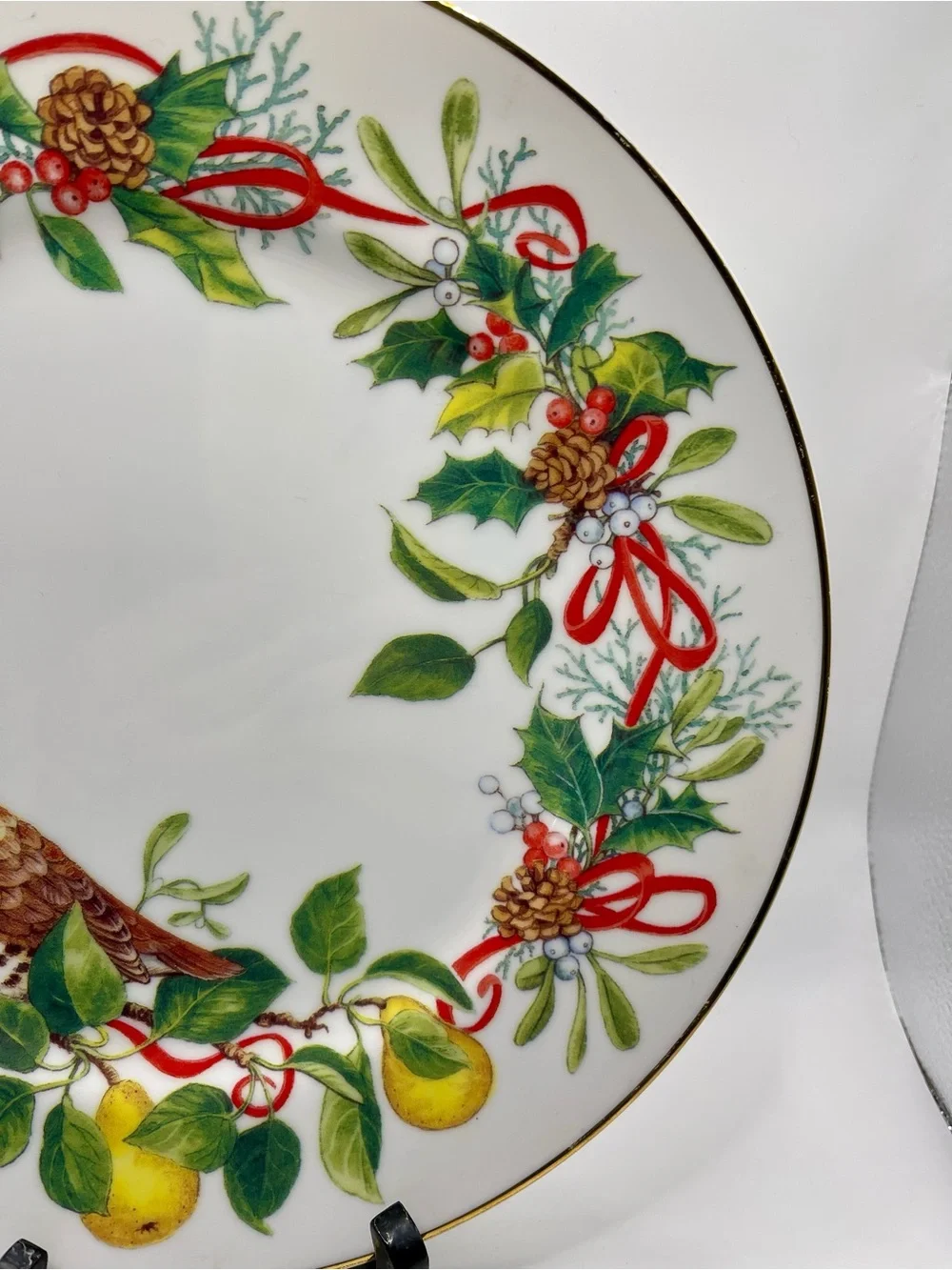 Andrea By Sadek Winter Birds & Wreath Partridge Plate 10.5” Japan